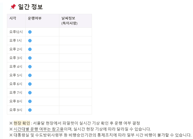 서울의달 열기구 예매  일간 정보